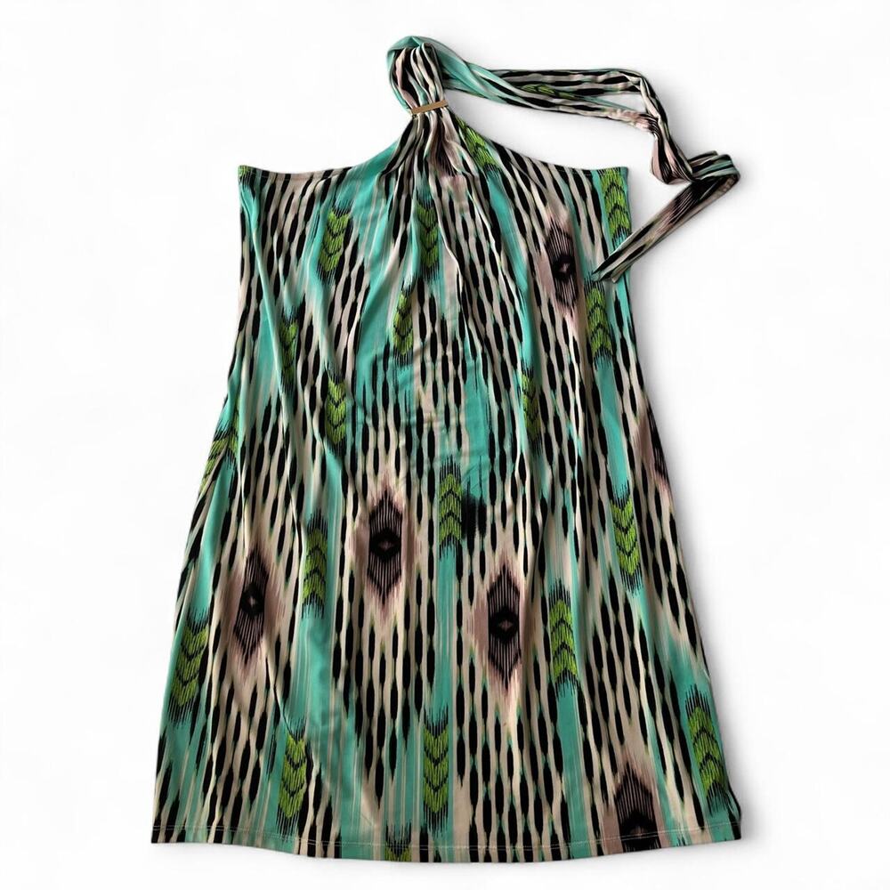 Jennifer Lopez Y2K Abstract Halter Mini Dress XL.